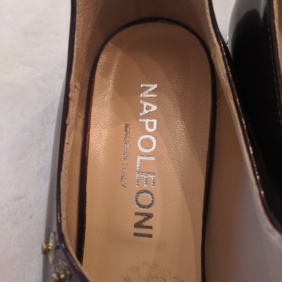 Napoleoni Dark Red Gold Heel Pointed Toe Flats 37 - Picture 5 of 8